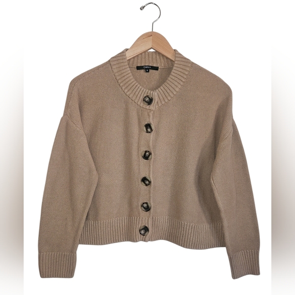 Quince Sweaters - Quince 100% Organic Cotton Cropped Cardigan in Camel Size S